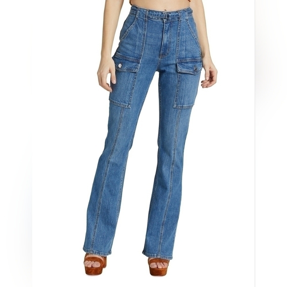 Derek Lam 10 Crosby Aspen High Rise Flare Jeans with matching belt - Picture 1 of 5